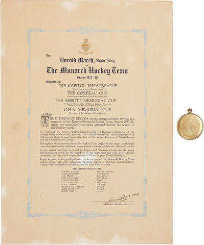 Mush March Memorial Cup Watch & Proclamation Letter 1928