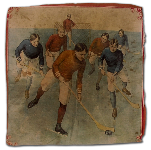 Antique Ice Hockey Game - Pillow Case - circa 1902
