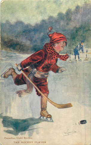 Antique Hockey Postcard - The Hockey Player - circa 1910