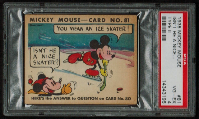 Antique Mickey Mouse Hockey Card - Card No. 81 - 1935