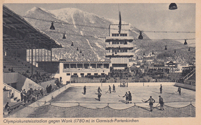 Antique Outdoor Ice Hockey Game at Garmisch-Partenkirchen 1930s
