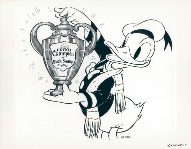 Donald Duck in The Hockey Champ with Hockey Champion Trophy 1939