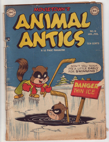 Movietown's Animal Antics Comic - 1949  Chipmunks Playing Hockey