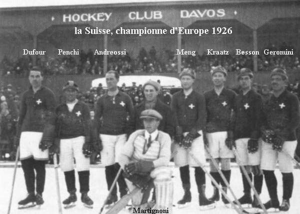 La Suisse - 1926 Championne d'Europe - European Hockey Champions
