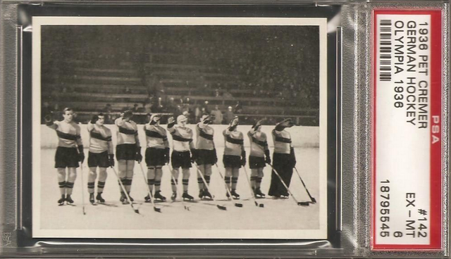German National Ice Hockey Team giving Nazi Salute 1936 Olympics