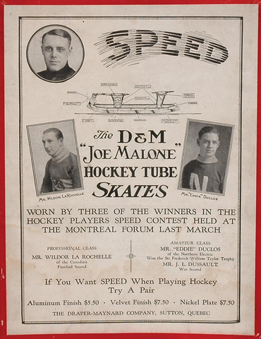 D & M / Draper-Maynard Company Joe Malone Hockey Skates Ad 1920s
