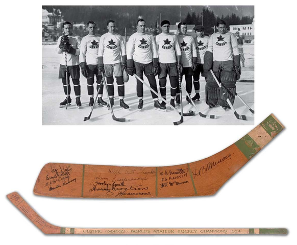 1924 Winter Olympics Autographed Hockey Stick  Toronto Granites