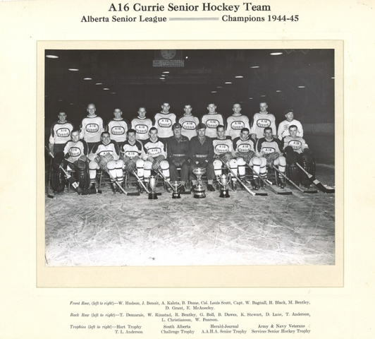 A16 Currie Senior Hockey Team 1945 Alberta Senior League Champions