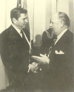 U S President Ronald Reagan & Toronto Maple Leafs Harold Ballard
