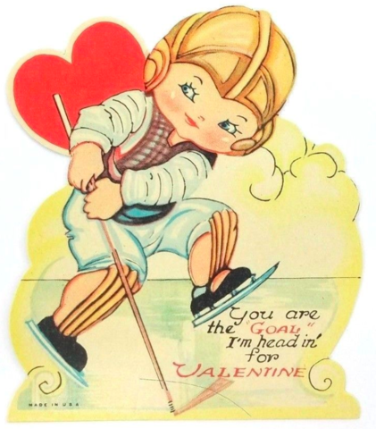 Antique Hockey Valentines Day Card 1930s