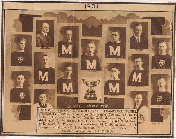 McGill University Hockey Team - Intercollegiate Champions 1931