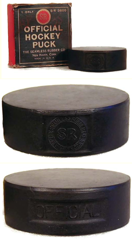 Seamless Rubber Company Hockey Puck & Box SR 3600 - circa 1910