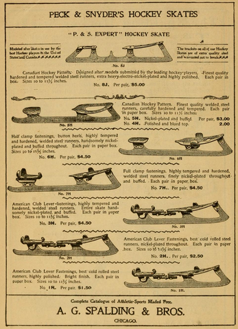 Peck & Snyder's Hockey Skates Ad - 1901 A. G. Spalding Book