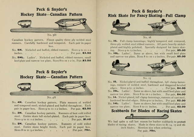Peck & Snyder's Hockey Skates - Canadian Pattern 1904