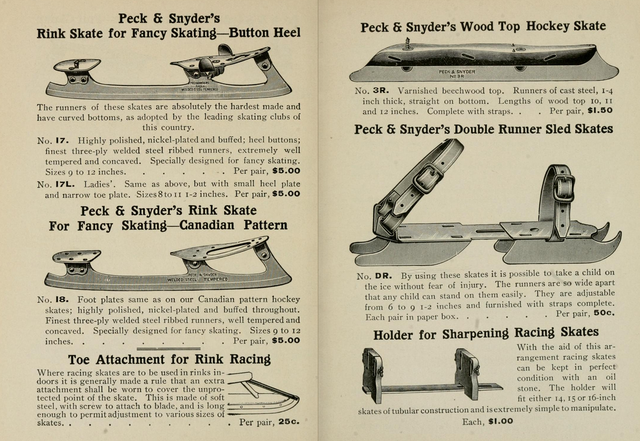 Peck & Snyder's Wood Top Hockey Skate 1904