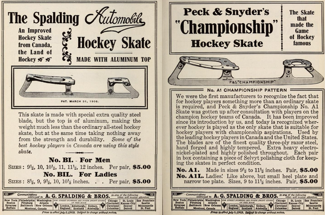Spalding Automobile & Peck & Snyder's Championship Hockey Skates