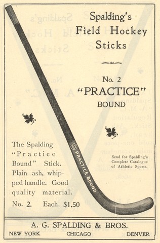 Spalding Field Hockey Stick - Model Practice Bound 1902