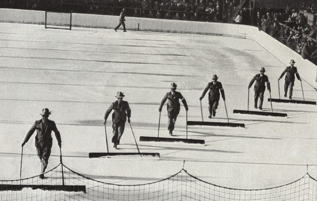 Ice Cleaners at 1936 Winter Olympics in Garmisch-Partenkirchen