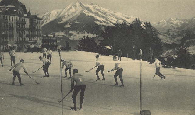 Bandy Game / Ice Hockey Match at Leysin, Switzerland 1906