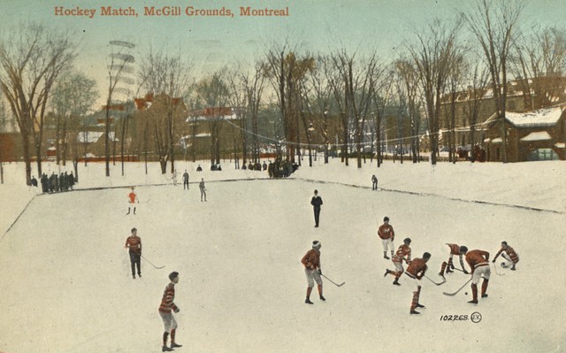 Hockey Match on Lower Field / Iron Rink, McGill University 1909