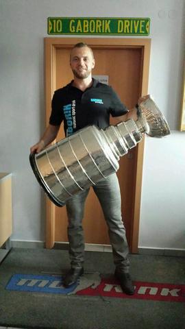 Marián Gáborík holding the Stanley Cup in Trenčín, Slovakia 2014