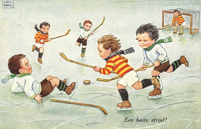 Een Heete Strijd - Antique Ice Hockey Postcard 1931 Nederland