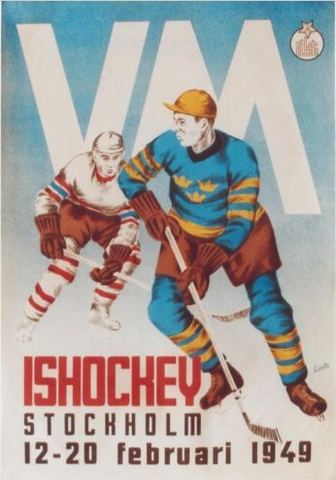 World & European Championships Ice Hockey Poster 1949