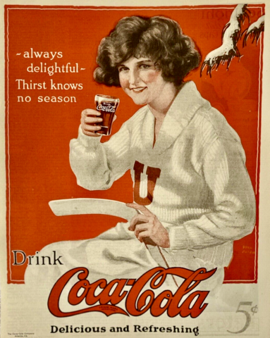 Antique Coca Cola Ad for Women's Ice Hockey - 1923