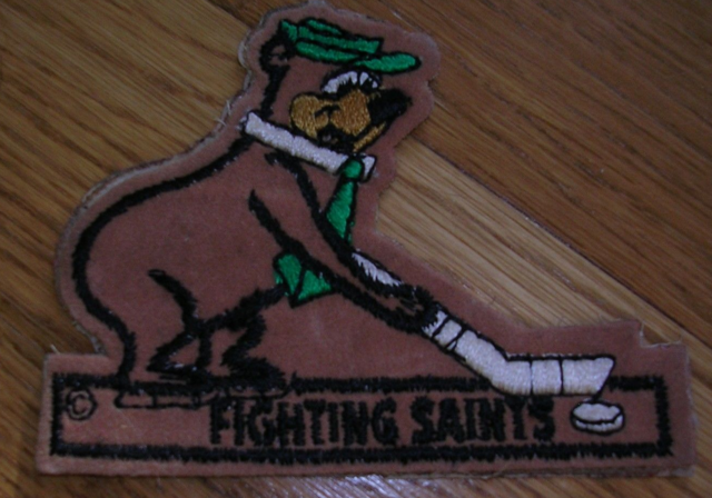 Hey Boo Boo - Yogi Bear Playing Hockey Patch - Fighting Saints 