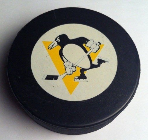 Pittsburgh Penguins Hockey Puck made by InGlasCo Corp Ltd 1970s
