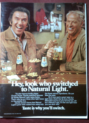 Gordie Howe Ad for Natural Light Beer by Anheuser-Busch 1980