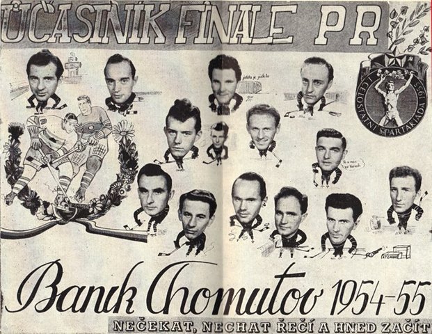 Baník Chomutov Hockey Team 1955 with Miroslav Klůc