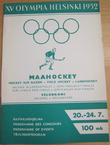 !952 Helsinki Summer Olympics Field Hockey Program
