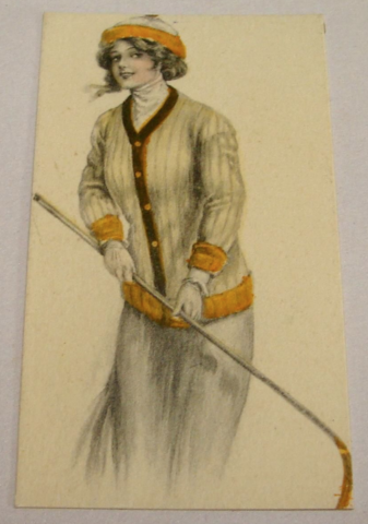 Antique Hockey Goddess Card - circa 1910