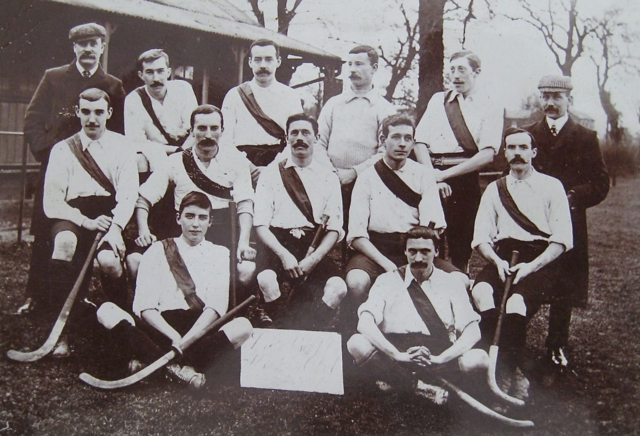 Antique Field Hockey Team in Northamptonshire, England 1906