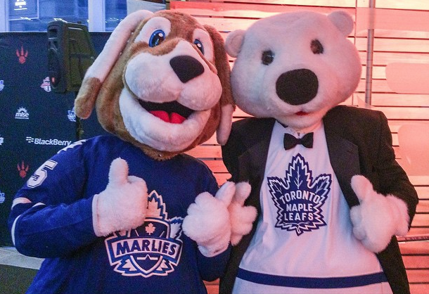 Marlies Duke the Dog & Maple Leafs Carlton the Bear 2015 