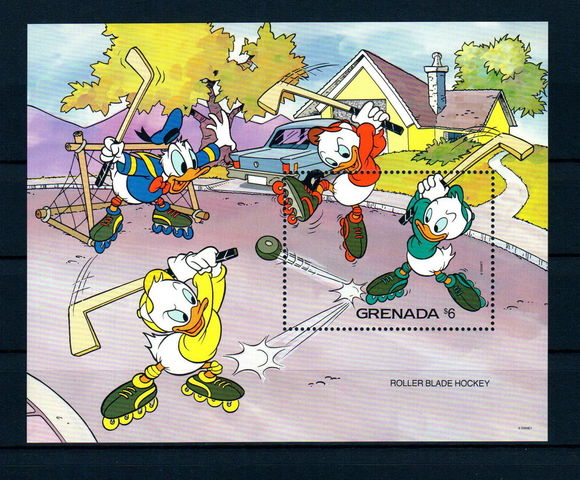 $6 Grenada Stamp for Disney - Roller Blade Hockey