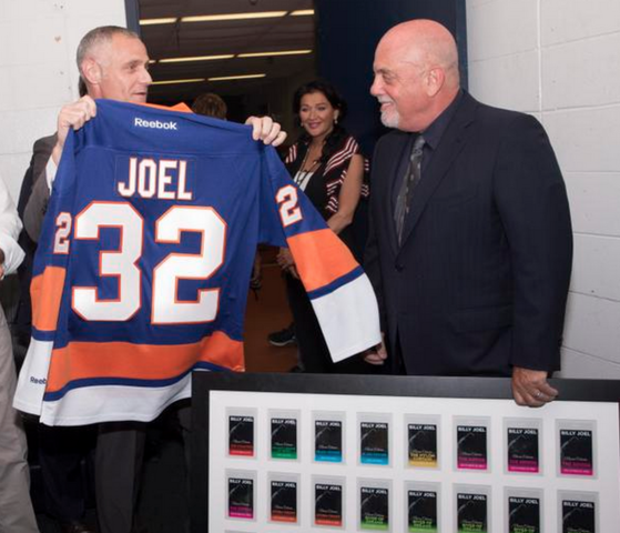 Billy Joel accepts NY Islanders Jersey #32 at Nassau Coliseum