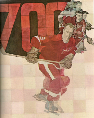 Gordie Howe 700 Goals - 1968 Red Wings Yearbook Tribute Artwork