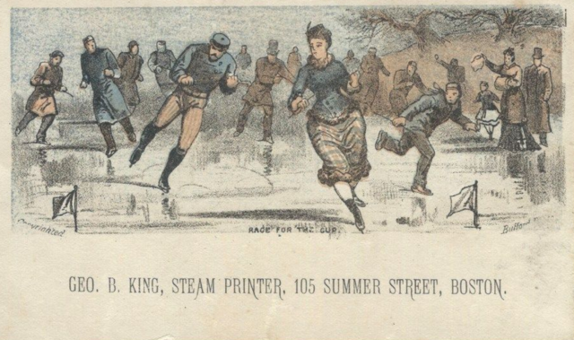 Race for the Cup 1879 - Boston Skating Race - Bufford Litho