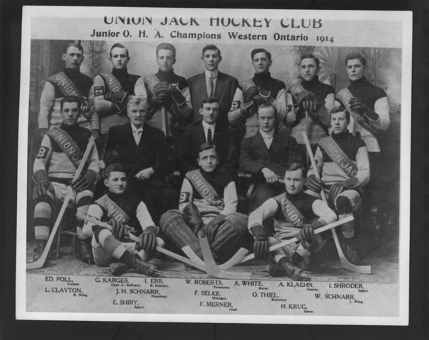 Union Jack Hockey Club Junior OHA Champions Western Ontario 1914