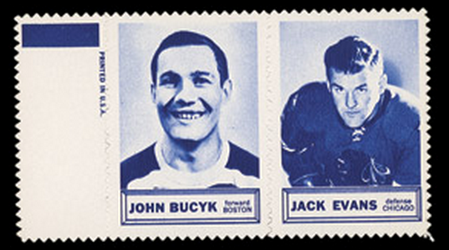 1961 Topps Hockey Stamp Panels - John Bucyk & Jack Evans