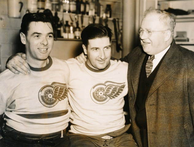 Tiny Thompson, Marty Barry & Jack Adams 1939 Detroit Red Wings