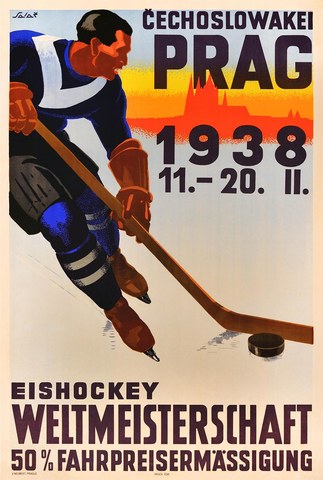 1938 World Ice Hockey Championships Poster 