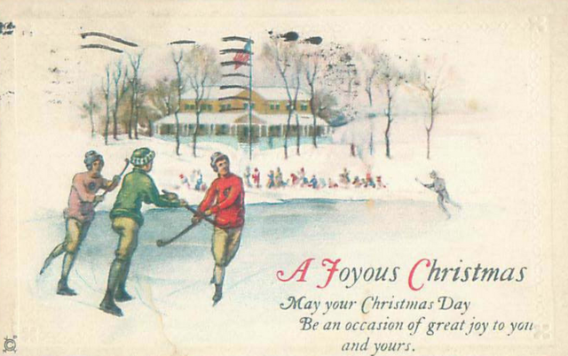 Ice Hockey Christmas Card 1923