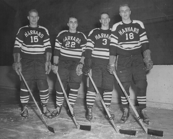 Edwyn Owen, David Beadie, Lyle Guttu, Dan Ullyot 1956 Harvard Crimson Hockey 