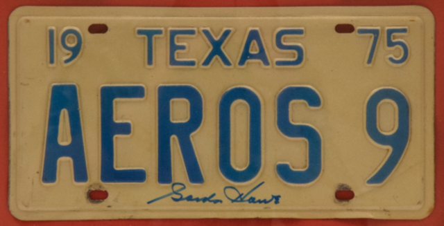 Hockey License Plate 1975 Houston Aeros signed by Gordie Howe