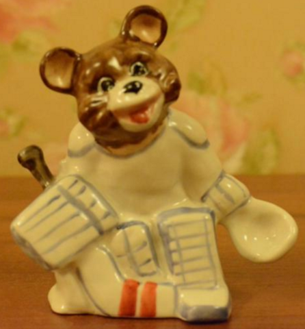 Russian Bear Porcelain Hockey Figurine