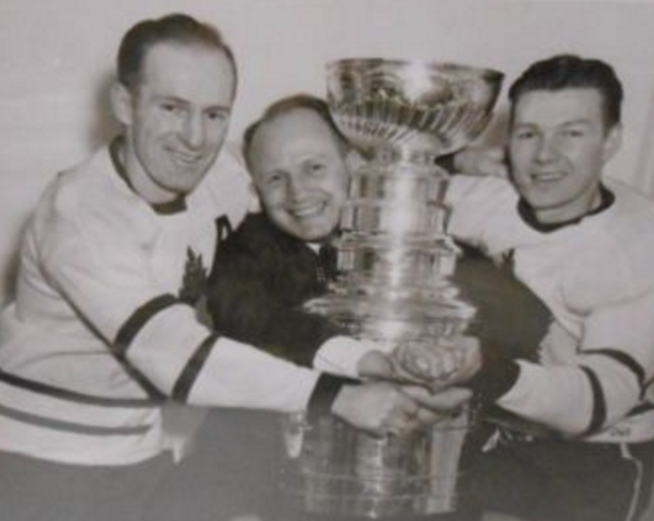 Nick Metz, Hap Day & Wally Stanowski Hug Stanley Cup 1948 Toronto Maple Leafs