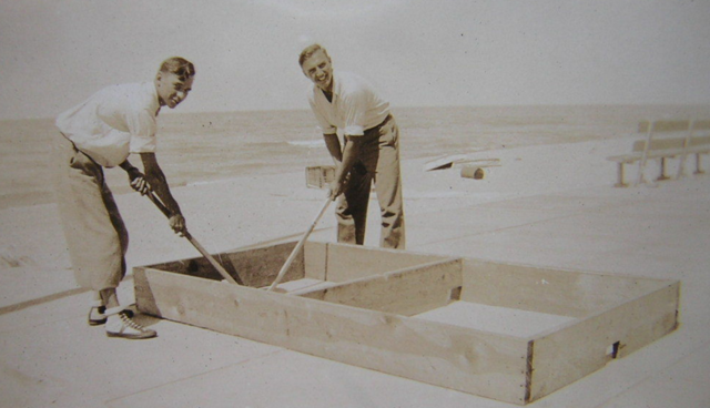 Victor Stillger & Arthur Jochens Playing Box Hockey, Camp Arcadia, Michigan 1932